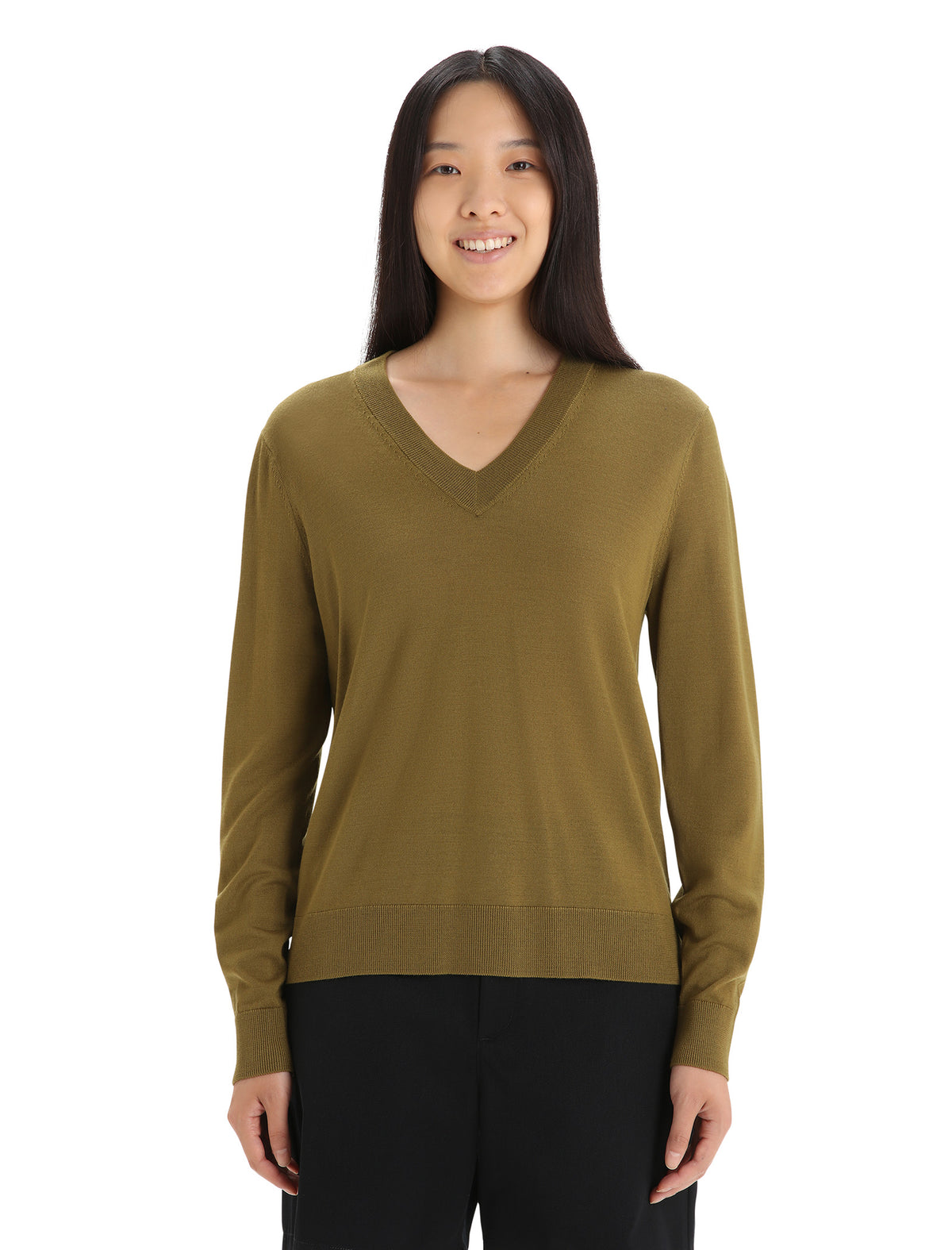 Women's Merino Wilcox Long Sleeve V Neck Sweater Algae - 1