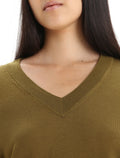 Women's Merino Wilcox Long Sleeve V Neck Sweater Algae - 4