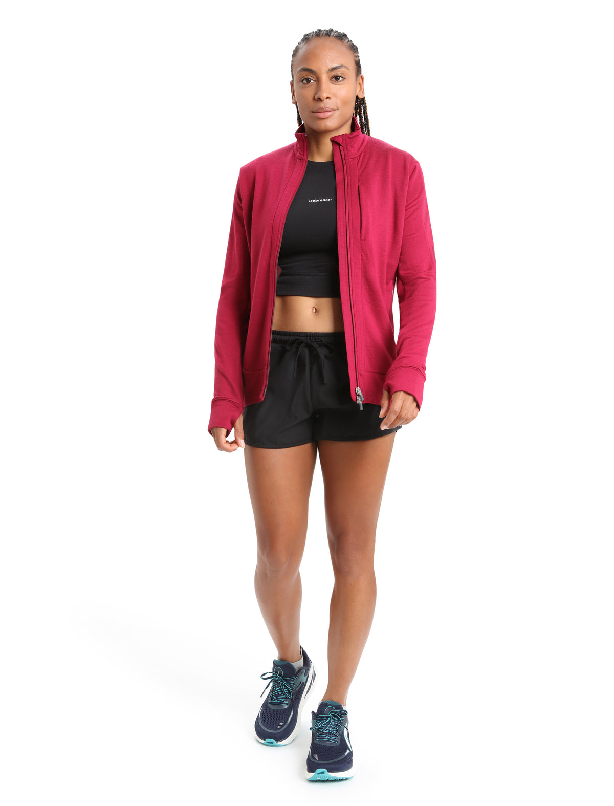 Sudadera de manga larga con cremallera Merino Quantum III para mujer Cherry - 3