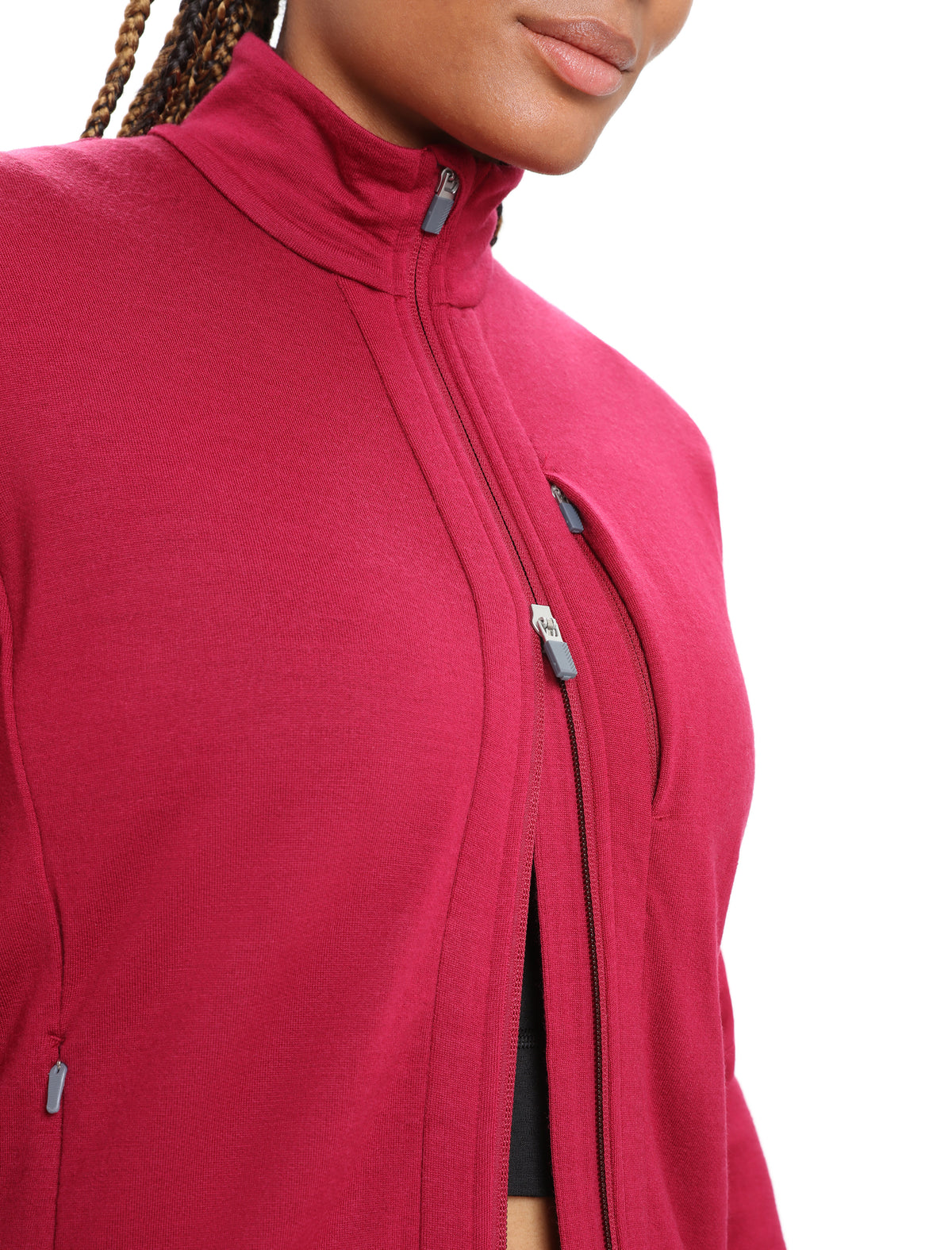Sudadera de manga larga con cremallera Merino Quantum III para mujer Cherry - 4