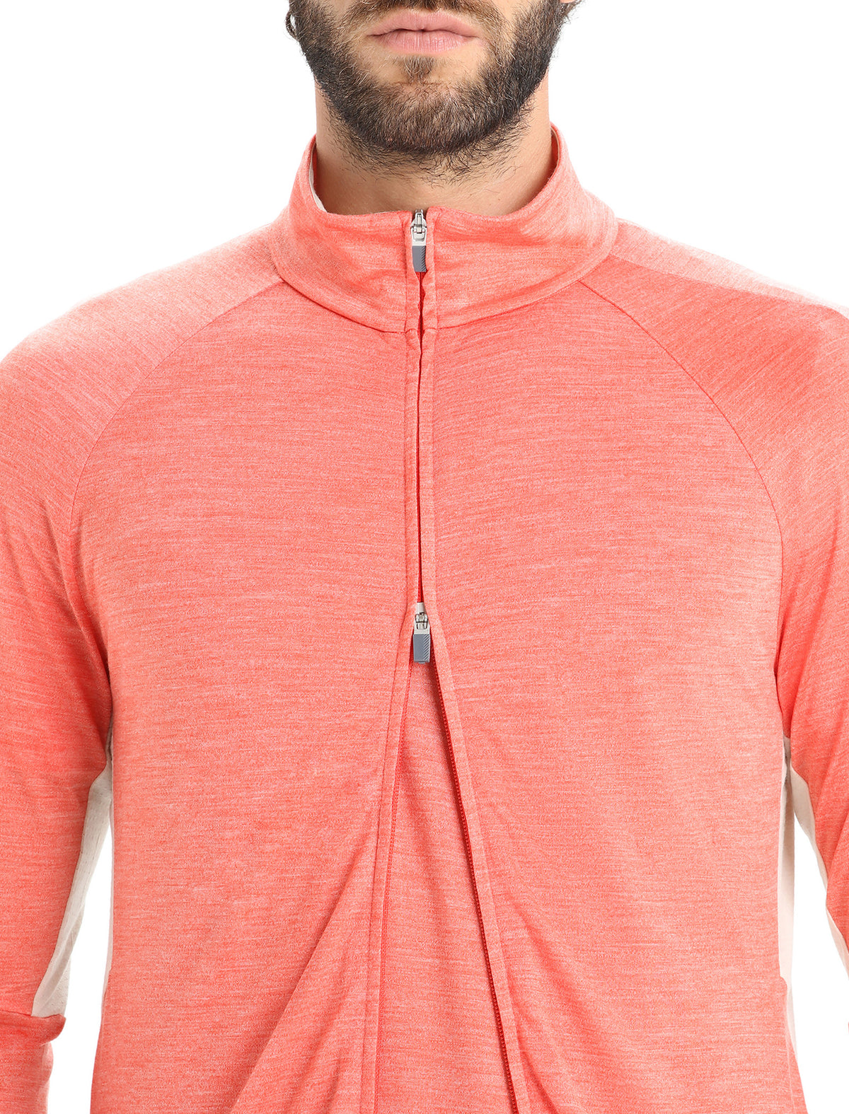 Men's ZoneKnit™ Merino Long Sleeve Zip Top Vibrant Earth Heather/Chalk - 5