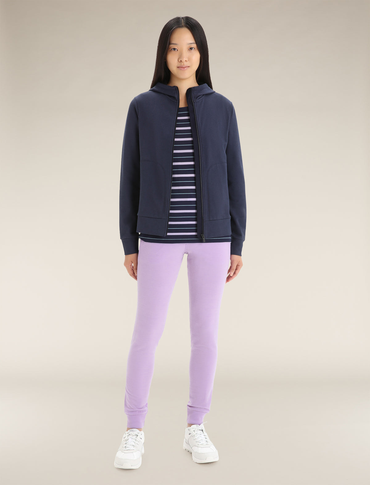 Women's Central Classic Long Sleeve Zip Hoodie Midnight Navy - 3