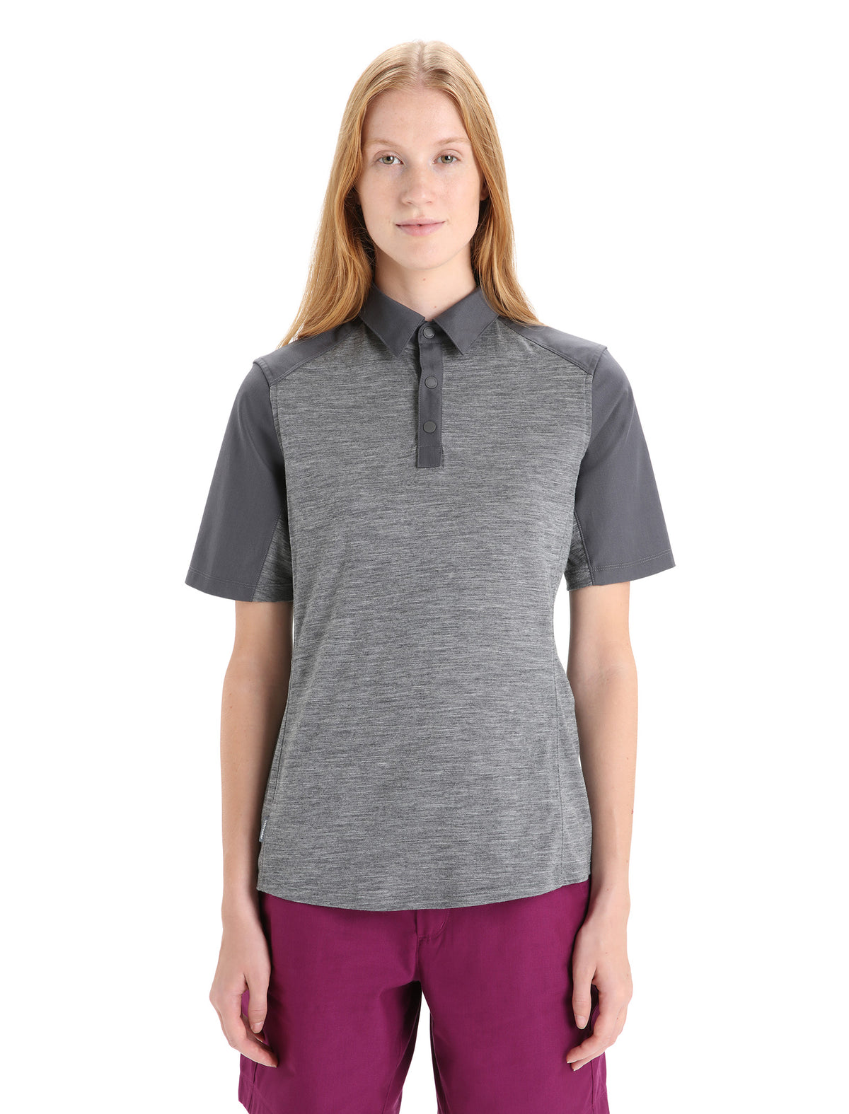 Women's Merino Hike Short Sleeve Top Gritstone Heather/Monsoon - 1