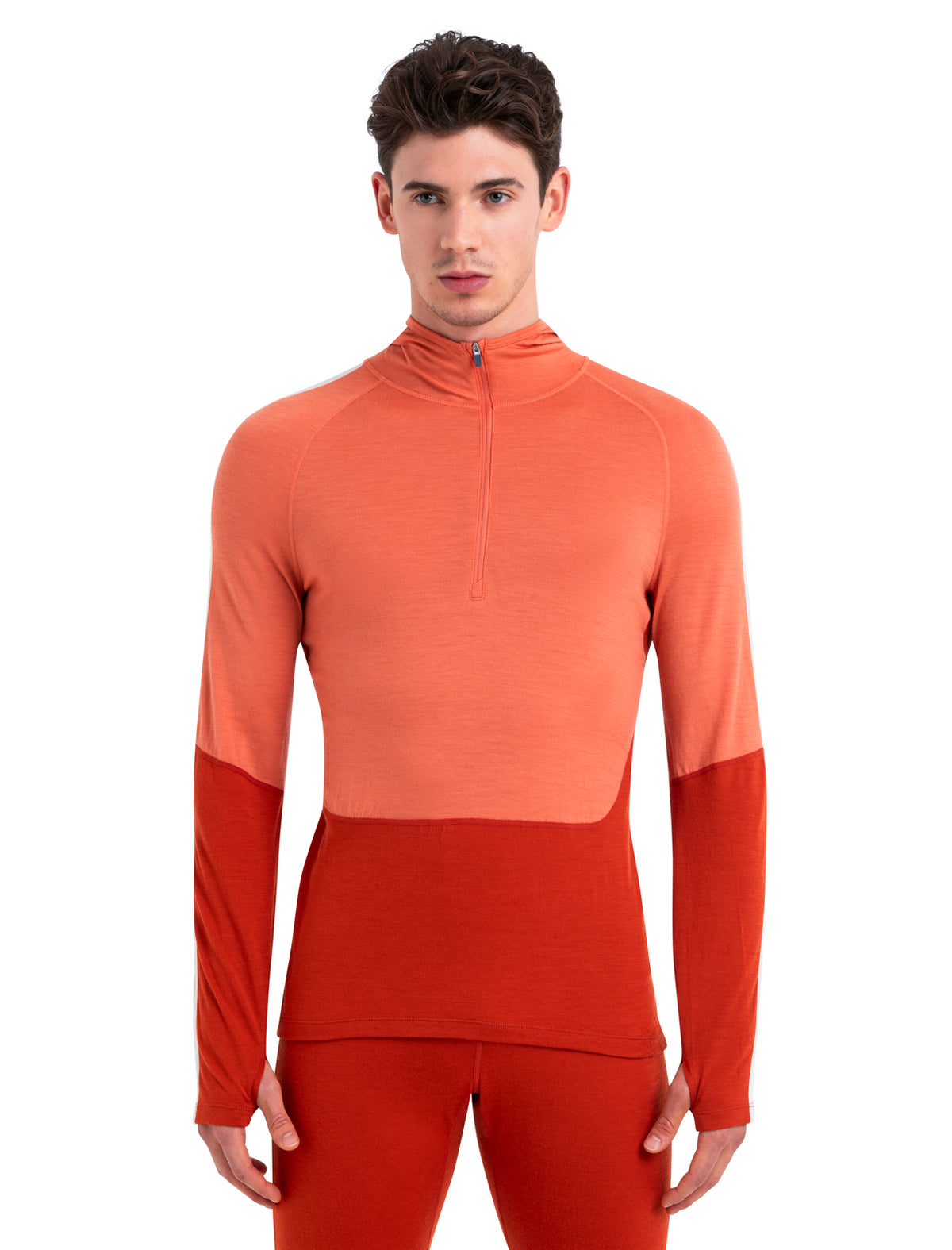 Men's Merino 200 Sonebula Long Sleeve Half Zip Thermal Hoodie Molten/Ember - 1