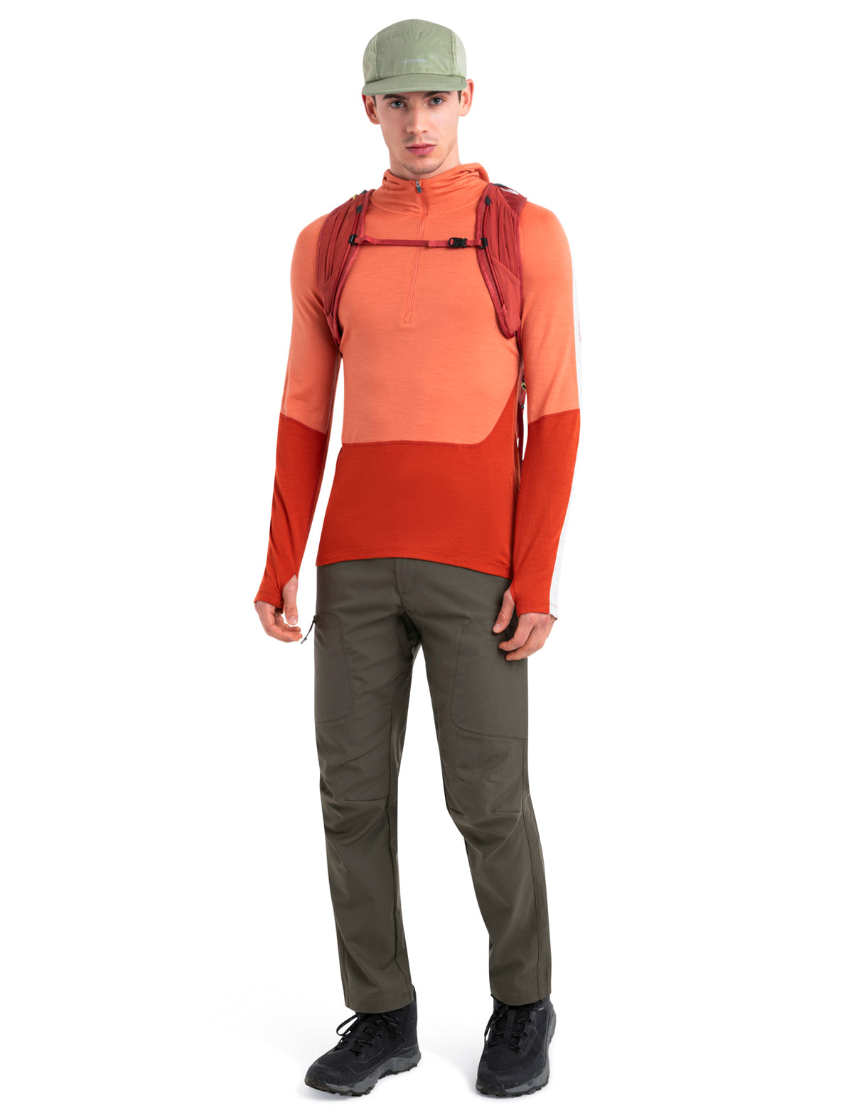 Men's Merino 200 Sonebula Long Sleeve Half Zip Thermal Hoodie Molten/Ember - 4