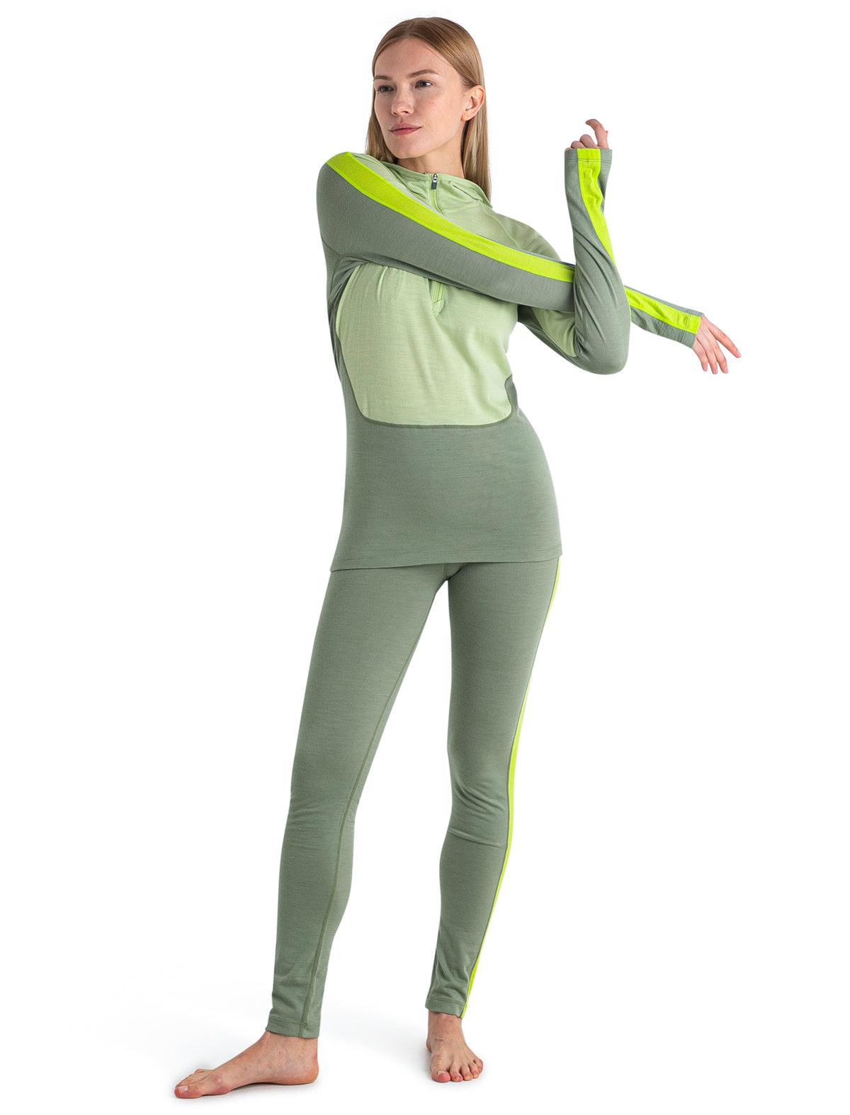 Women's Merino 200 Sonebula Long Sleeve Half Zip Thermal Hoodie Lichen/Glazen - 4