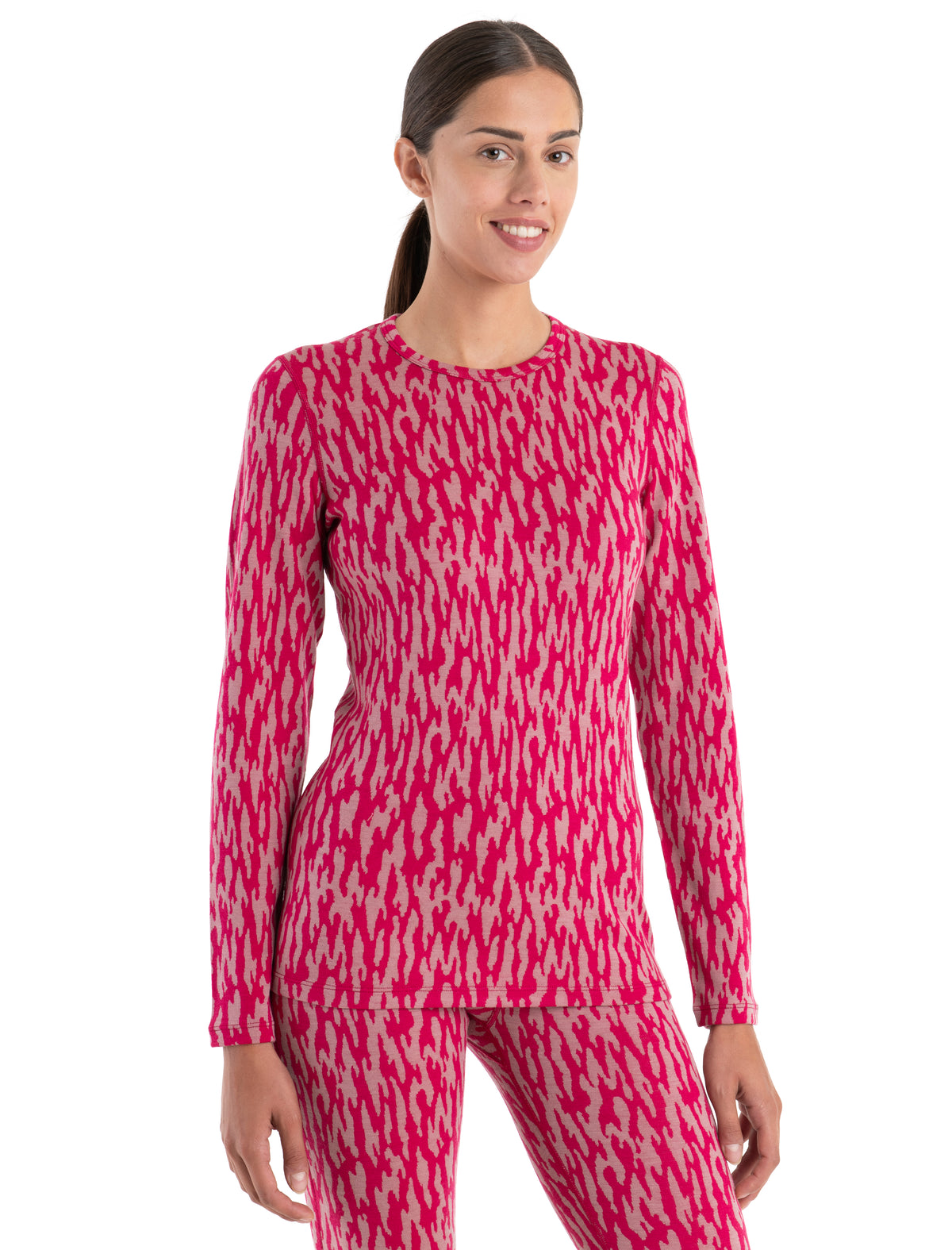 Women's Merino 260 Vertex Long Sleeve Thermal Top Glacial Flow Crystal/Electron Pink - 1