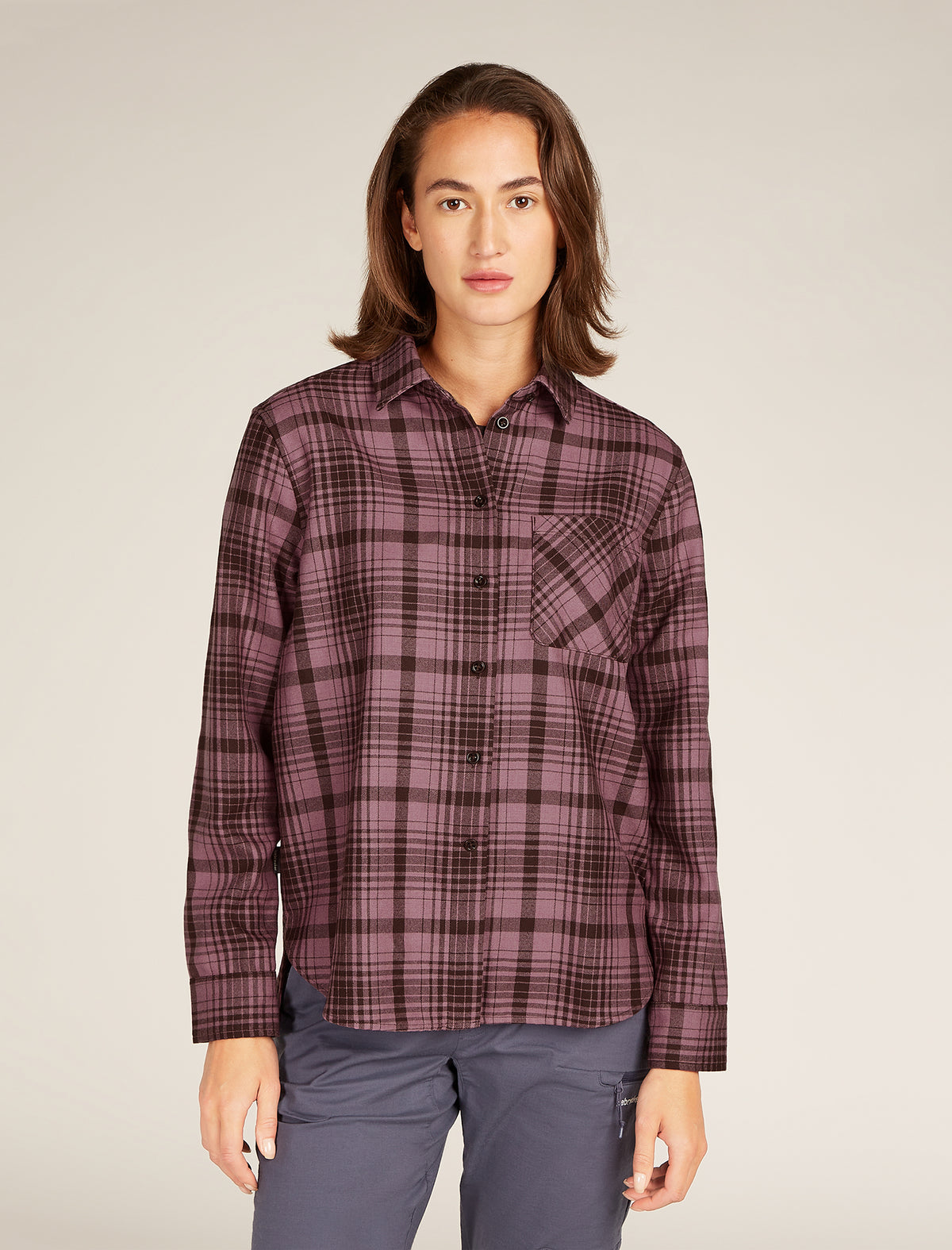 Chemise à manches longues 200 Dawnder en flanelle de mérinos, carreaux Women's  - 1