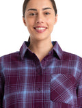 Chemise à manches longues 200 Dawnder en flanelle de mérinos, carreaux Women's  - 4