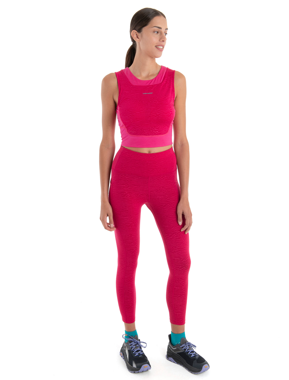 Women's Merino Fastray High Rise Tights IB Topo Lines Electron Pink/Tempo - 3