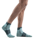 Men's Merino Blend Run+ Ultralight Mini Socks Cloud Ray/Fathom Green - 1