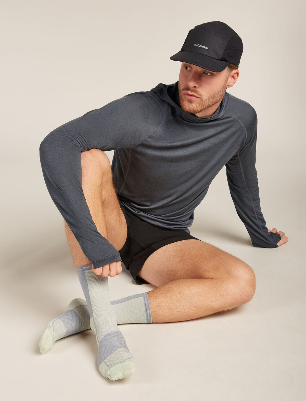 Men's Merino Blend Run+ Ultralight Crew Socks Ashen/alloy - 2