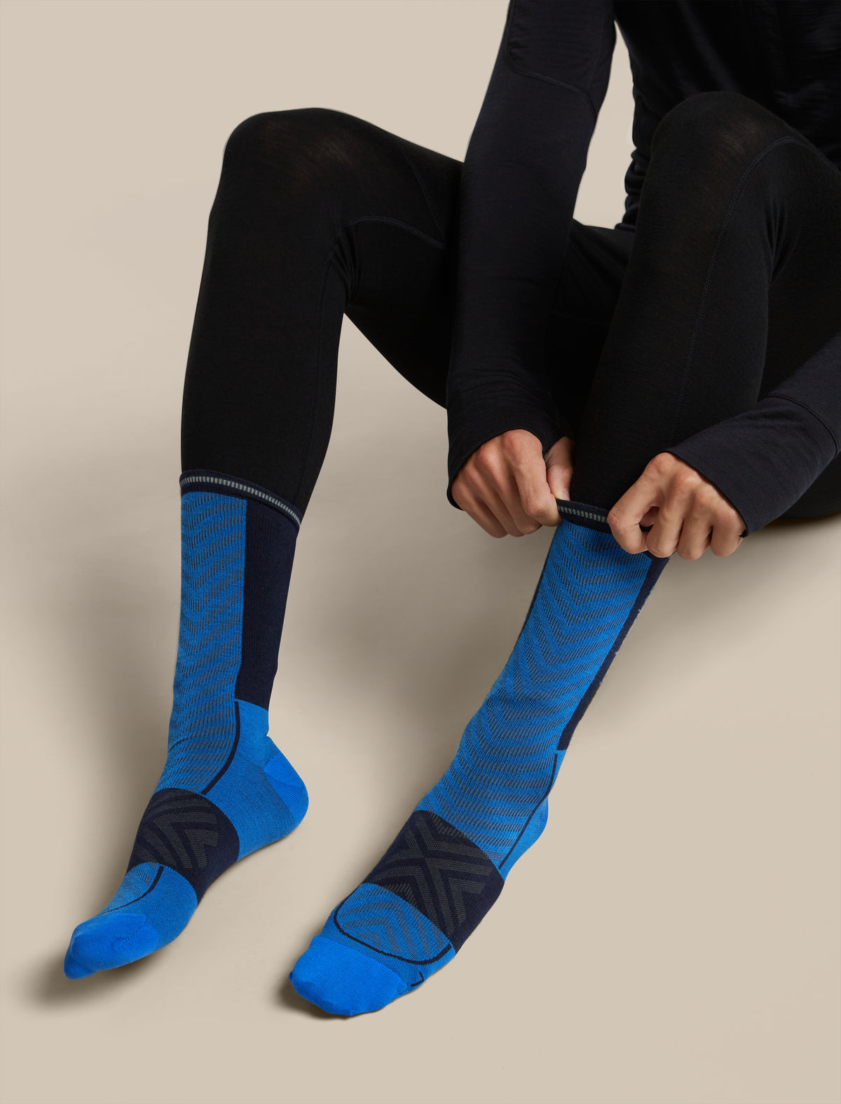 Men Run+ Crew Socks Lazurite/Midnight Navy - 5