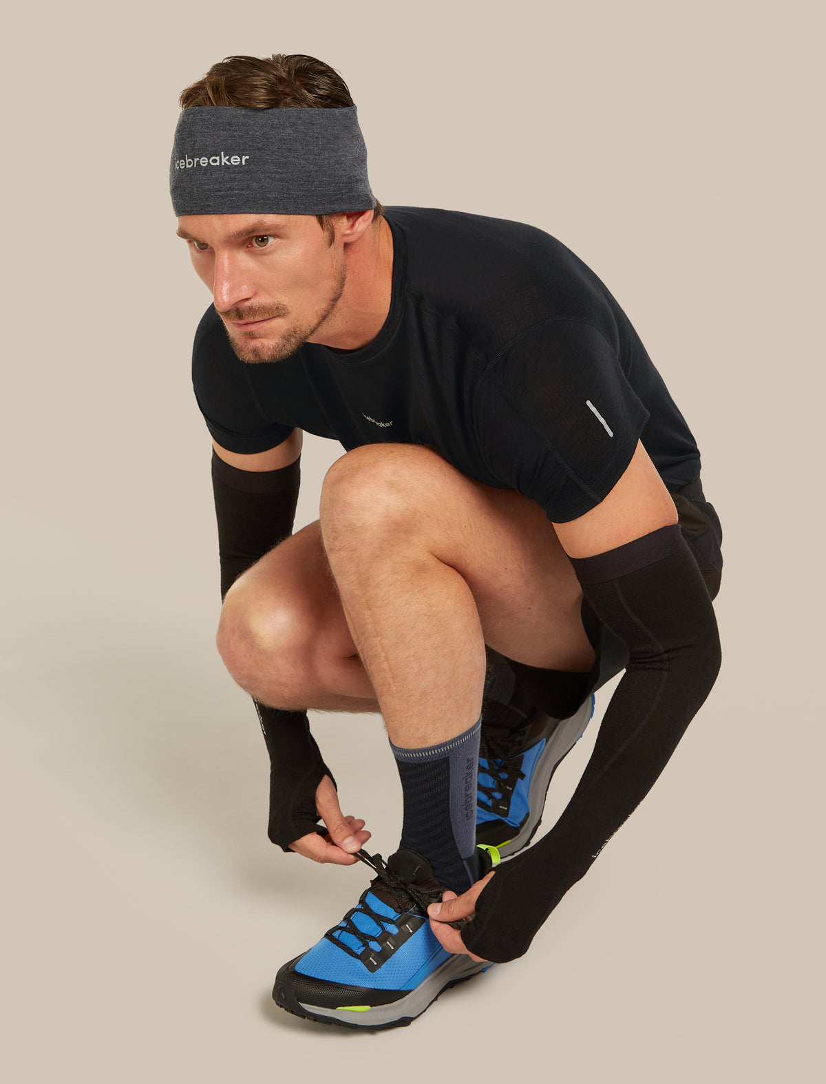 Men's Men Run+ Crew Socks Black/Graphite - 2