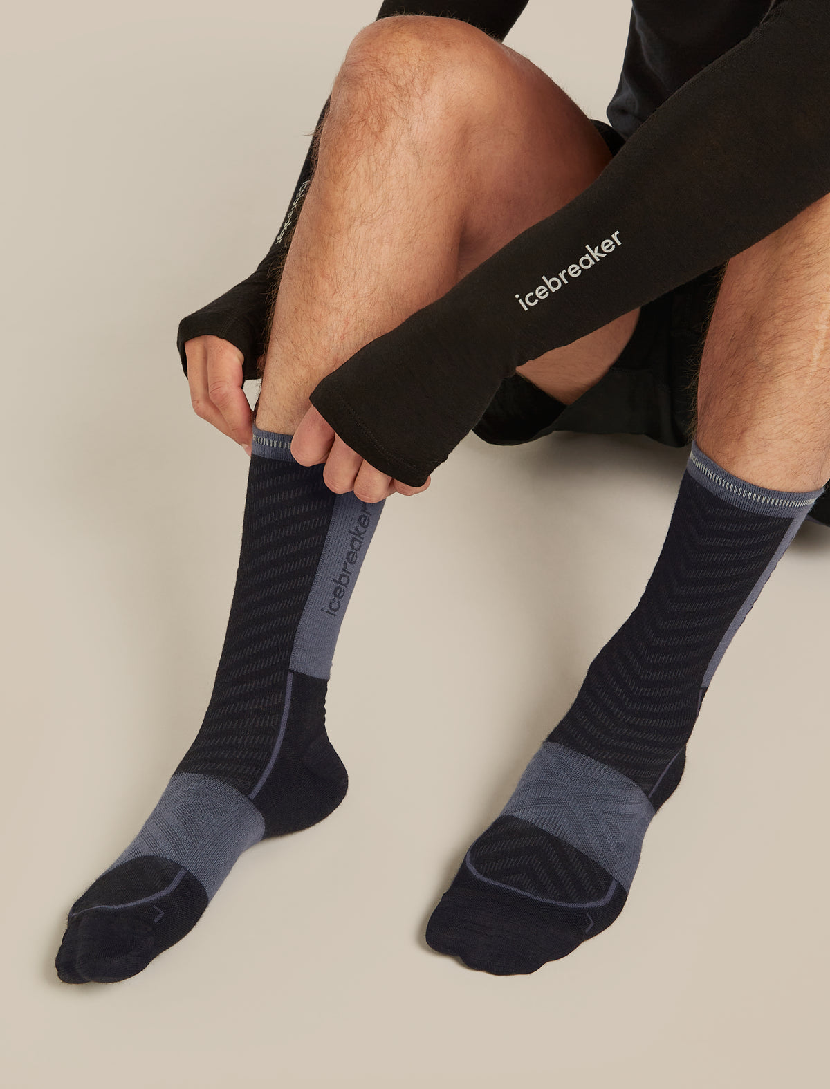 Men's Men Run+ Crew Socks Black/Graphite - 3