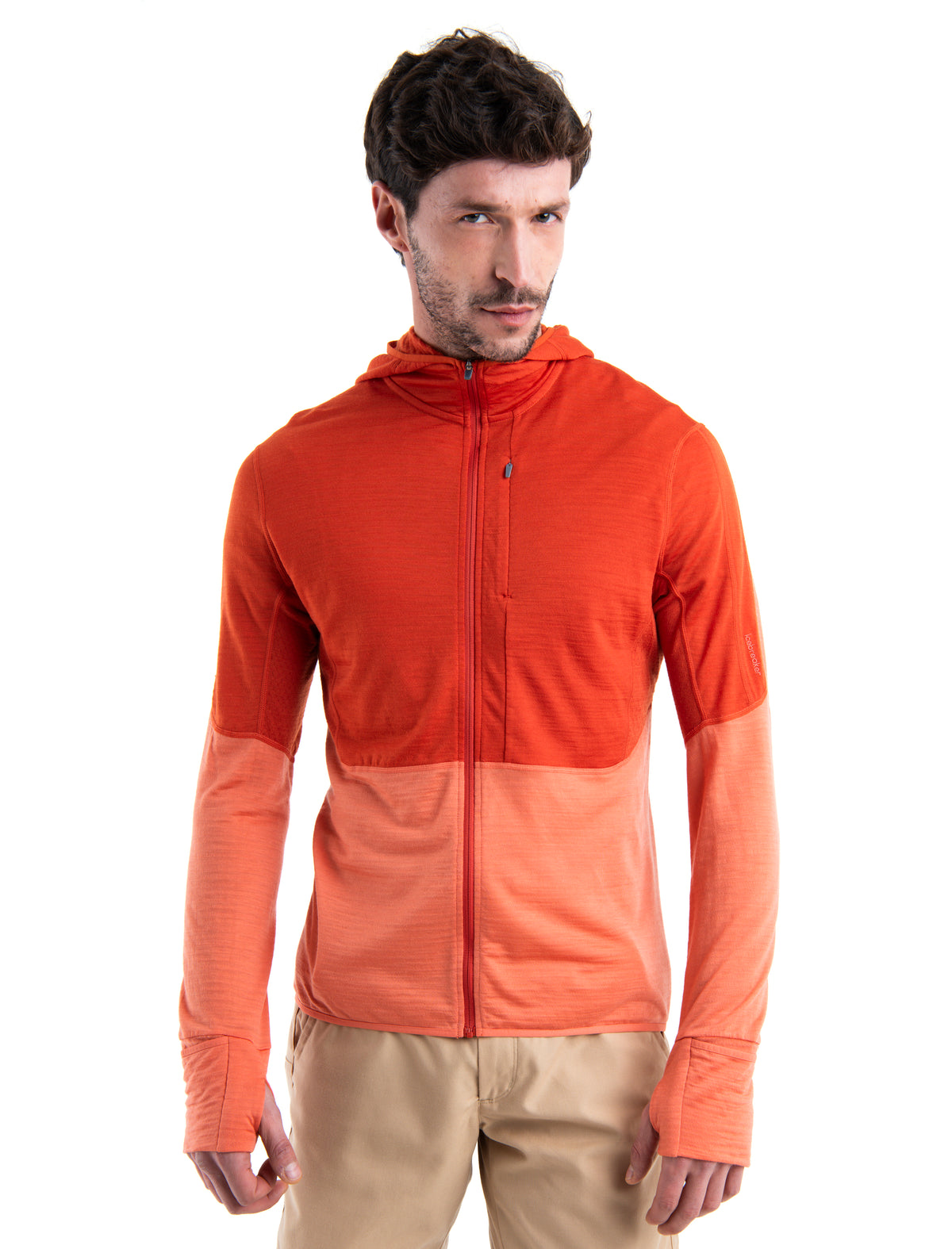 Men's Merino Blend 200 Realfleece™ Descender Long Sleeve Zip Hoodie Molten/Ember - 1