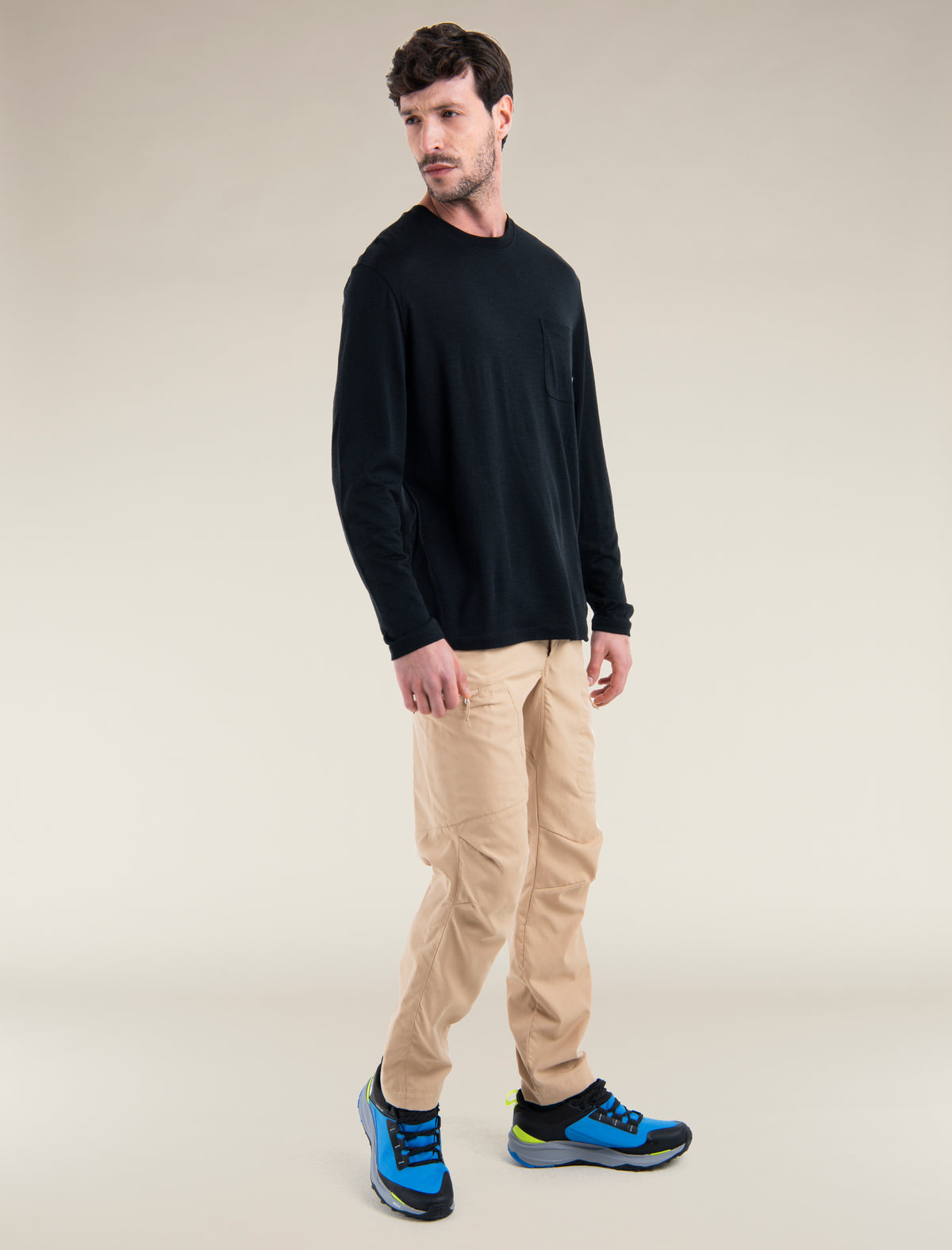 T-shirt a maniche lunghe taglio comodo con taschino in lana merino 150 Tech Lite Uomo  - 3