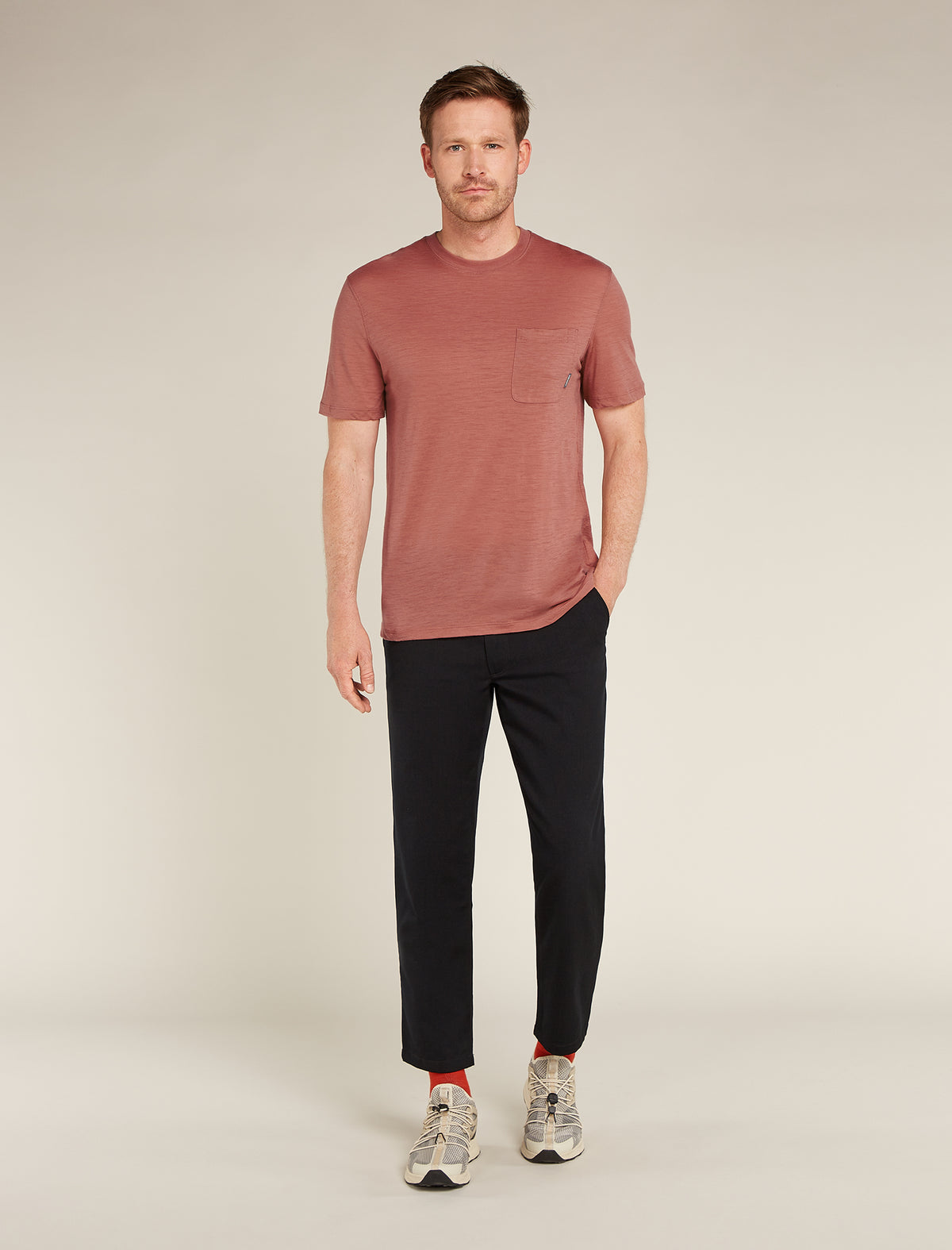 Heren 150 Tech Lite T-shirt met borstzakje en relaxte pasvorm van merinowol  - 3
