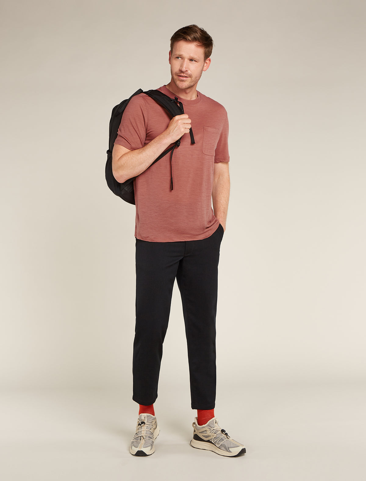 Heren 150 Tech Lite T-shirt met borstzakje en relaxte pasvorm van merinowol  - 4