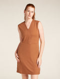 Vestito smanicato con scollo a V in lana merino 200 Granary Donna  - 1