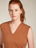 Vestito smanicato con scollo a V in lana merino 200 Granary Donna  - 5