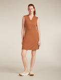 Vestito smanicato con scollo a V in lana merino 200 Granary Donna  - 3