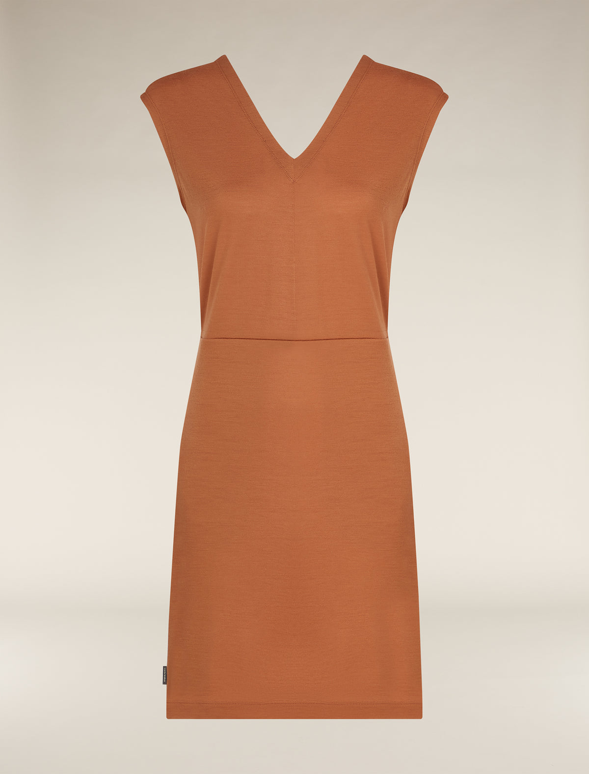 Vestito smanicato con scollo a V in lana merino 200 Granary Donna  - 6