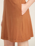 Vestito smanicato con scollo a V in lana merino 200 Granary Donna  - 7