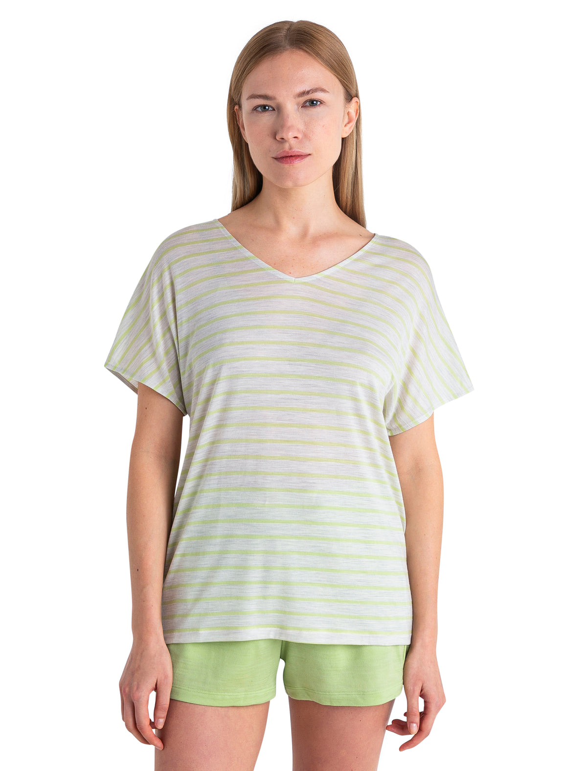 Top reversible a rayas Merino Drayden para mujer Ecru Heather/Glazen - 1