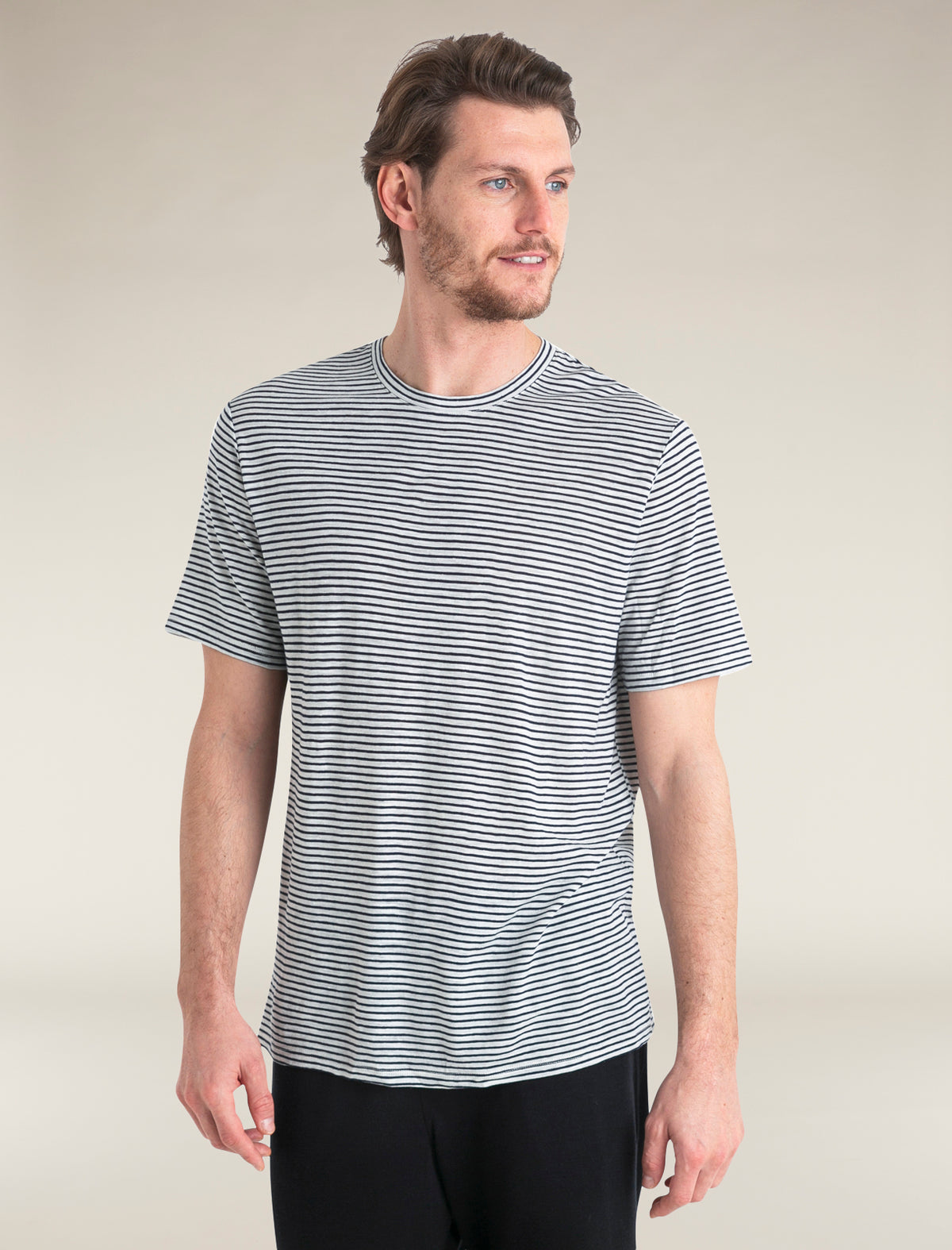 T-shirt in Lana merino Lino Stripe Uomo  - 1