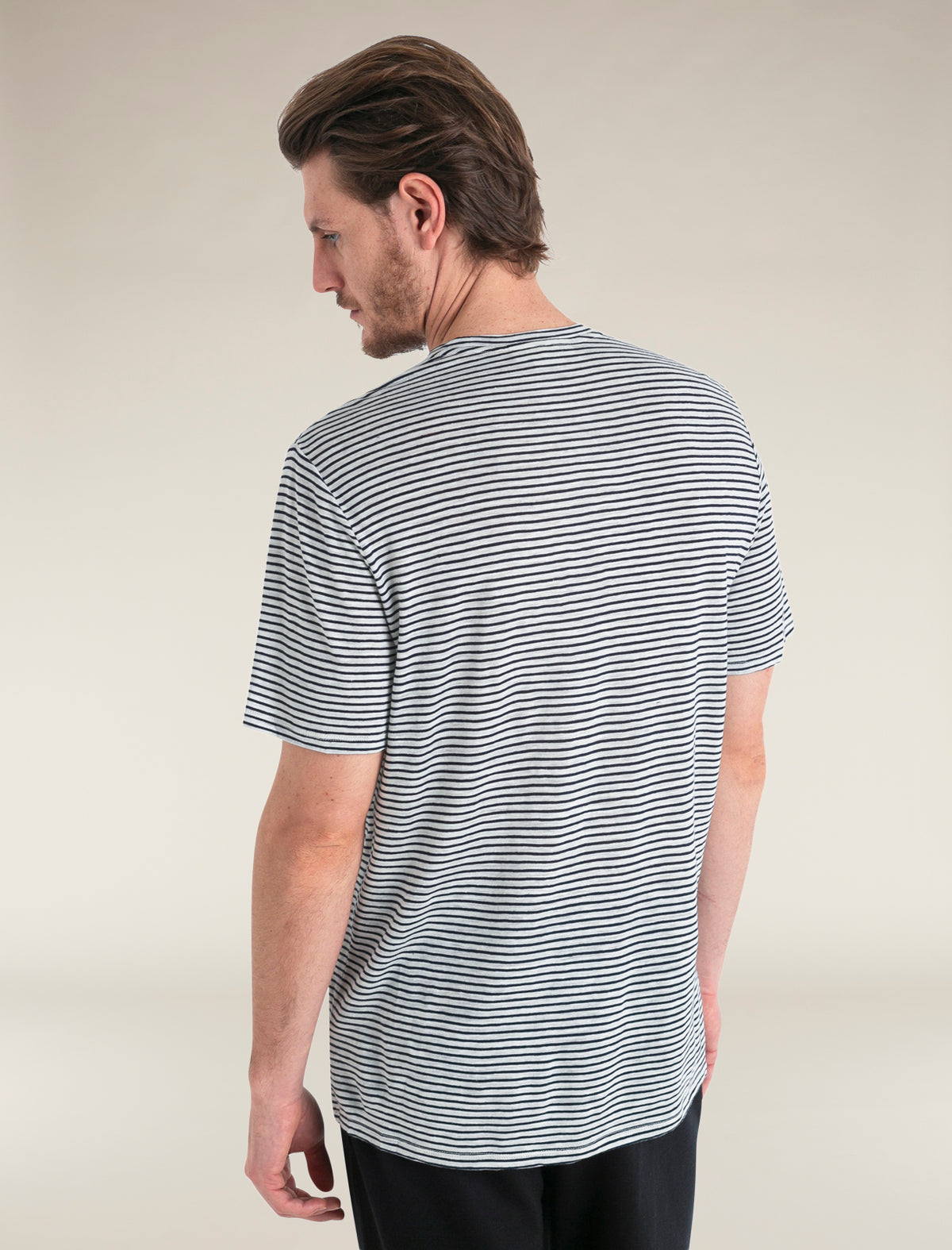 T-shirt in Lana merino Lino Stripe Uomo  - 2