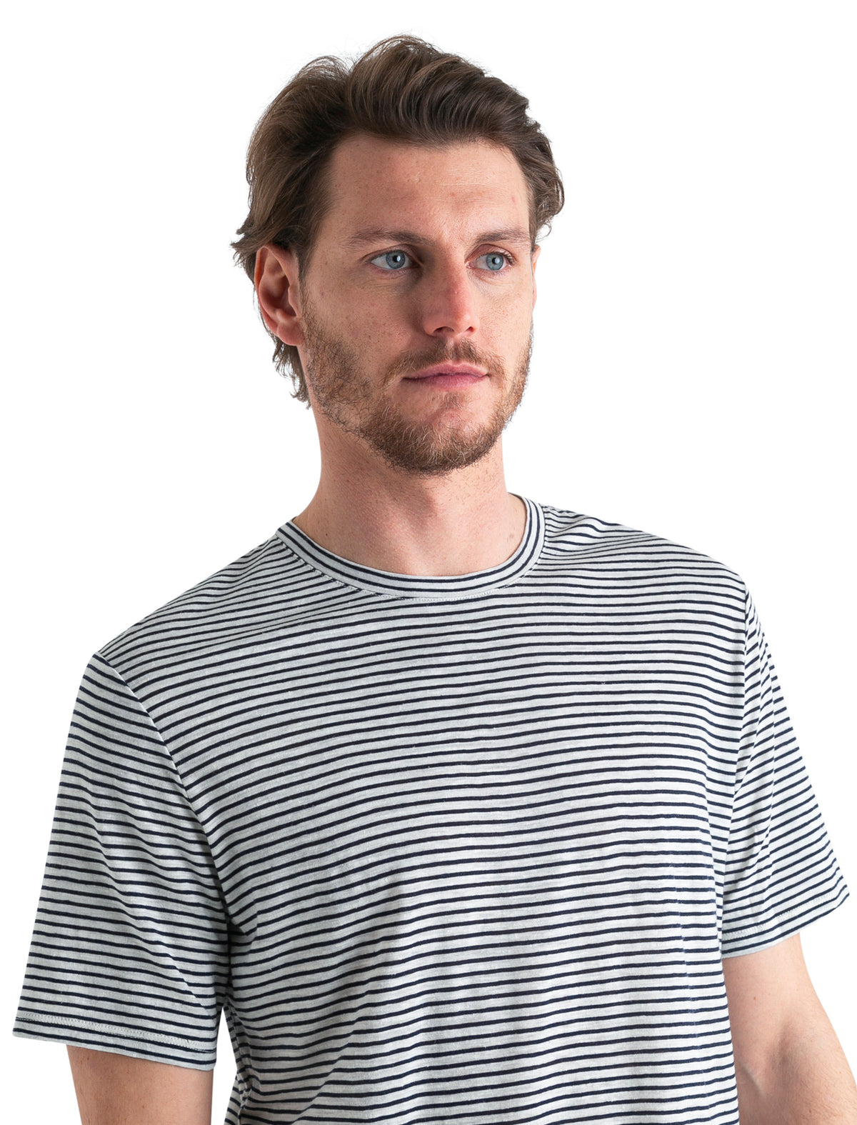 T-shirt in Lana merino Lino Stripe Uomo  - 4