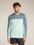 Men's Merino Blend 125 Cool-Lite™ Sphere Long Sleeve T-Shirt Colour Block Mint/blue ash - 1