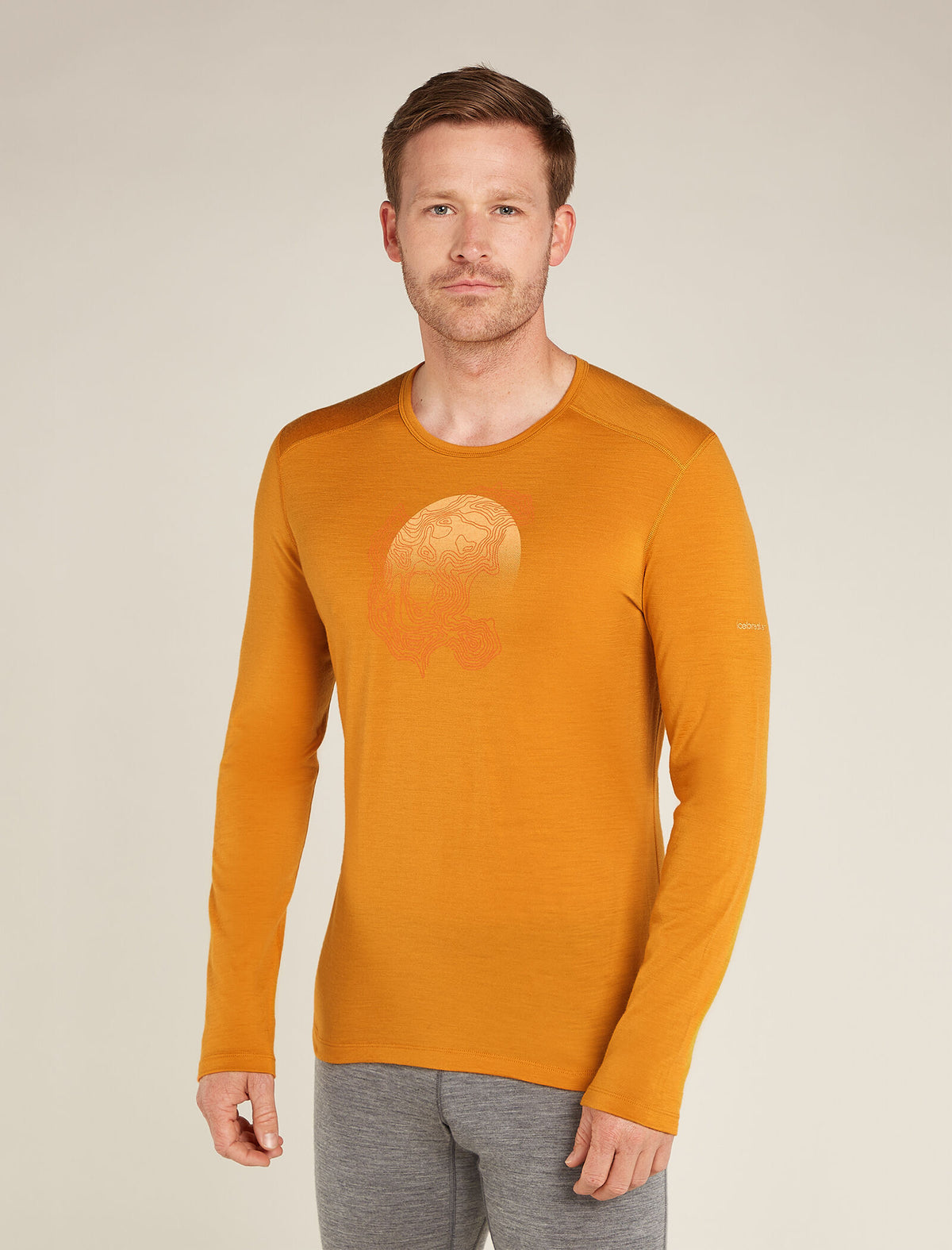 Men's Merino 200 Oasis Long Sleeve Crew Thermal Top Ruapehu Round Ray - 1