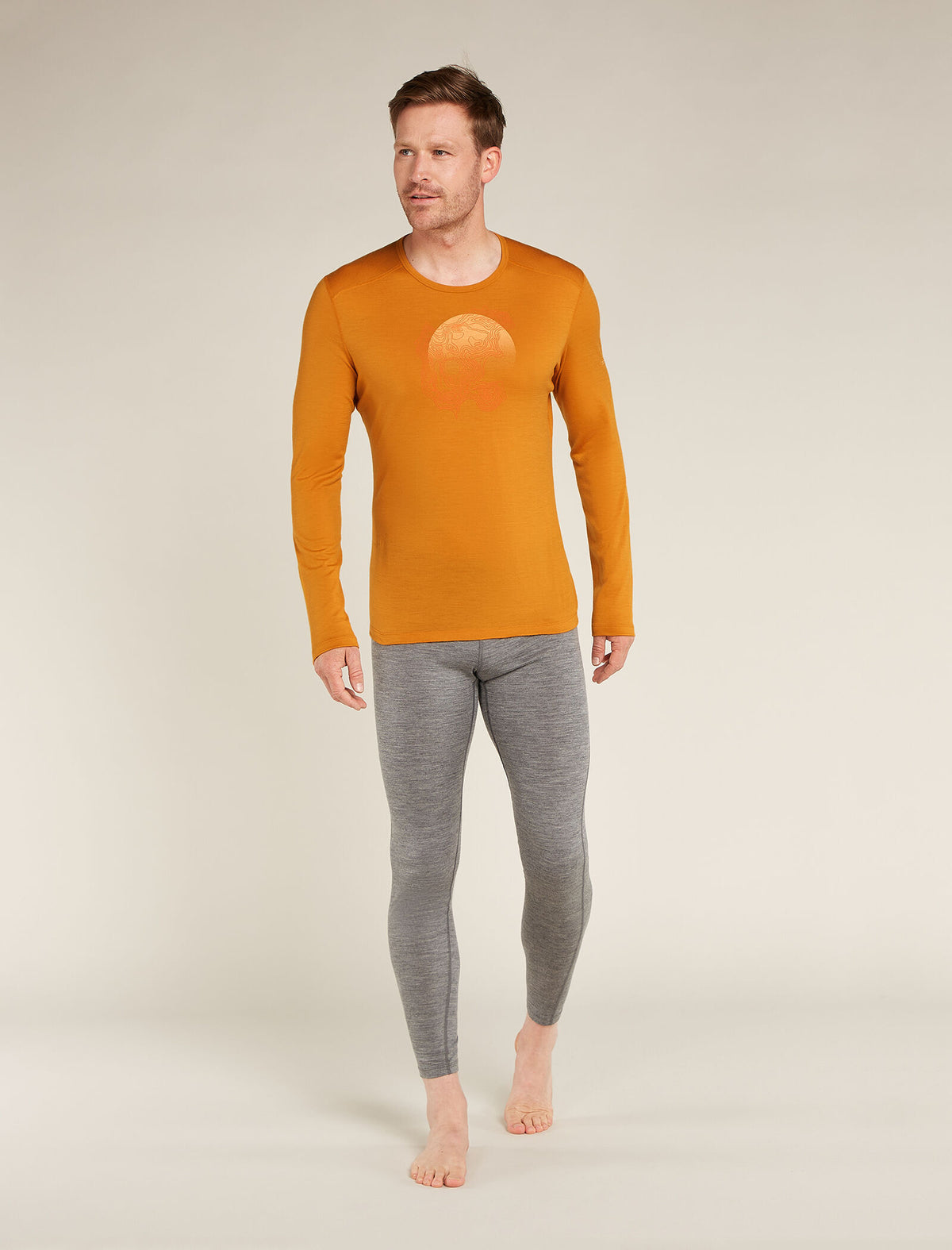 Men's Merino 200 Oasis Long Sleeve Crew Thermal Top Ruapehu Round Ray - 3