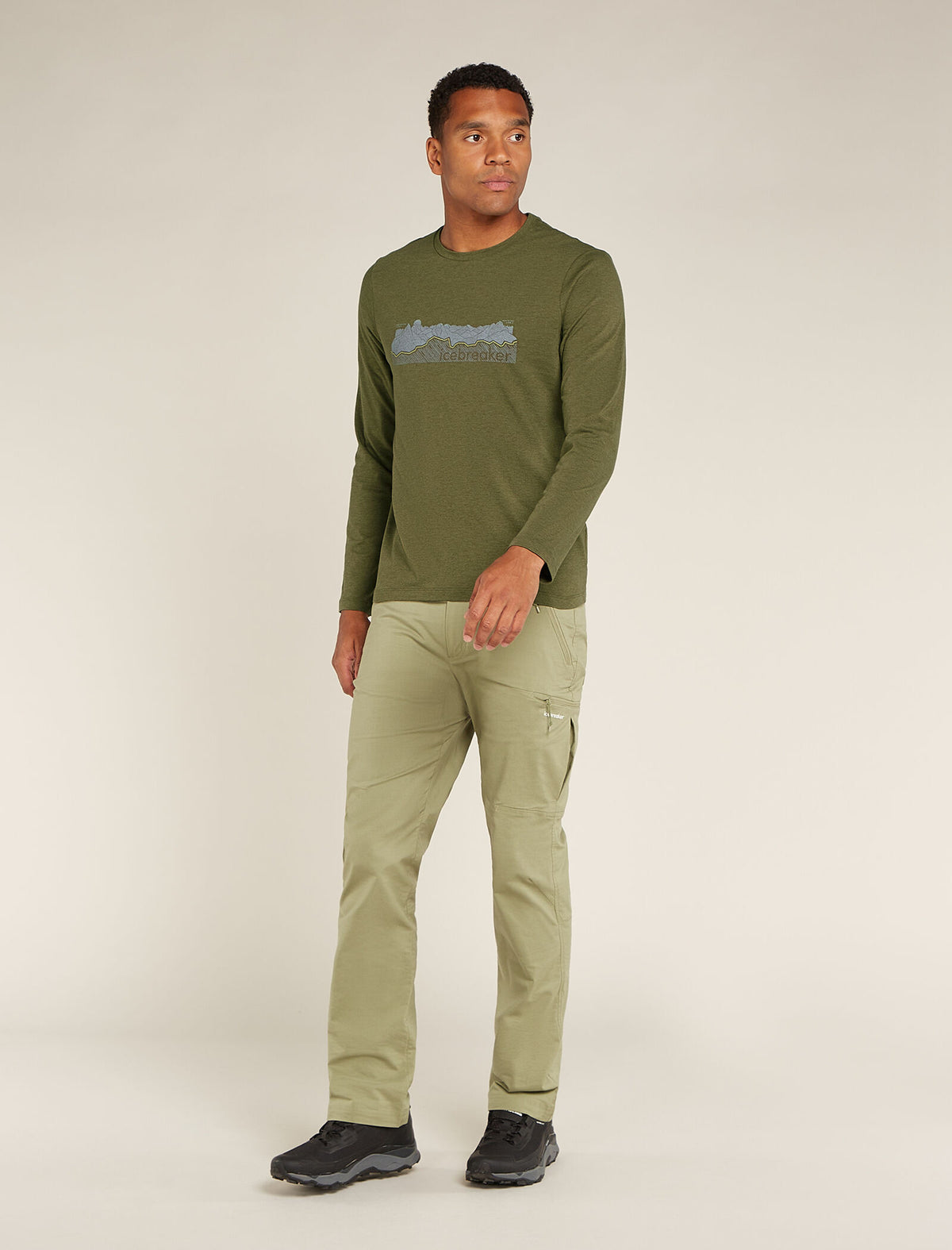 Men's Merino Blend Central Classic Long Sleeve T-Shirt Haute Route Loden - 3