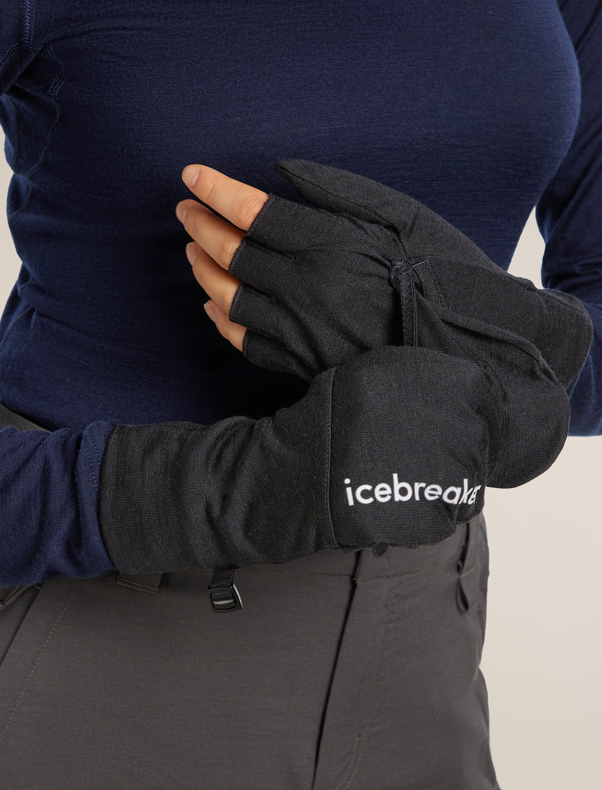 Unisex 200 Oasis Convertible Mittens Black - 2