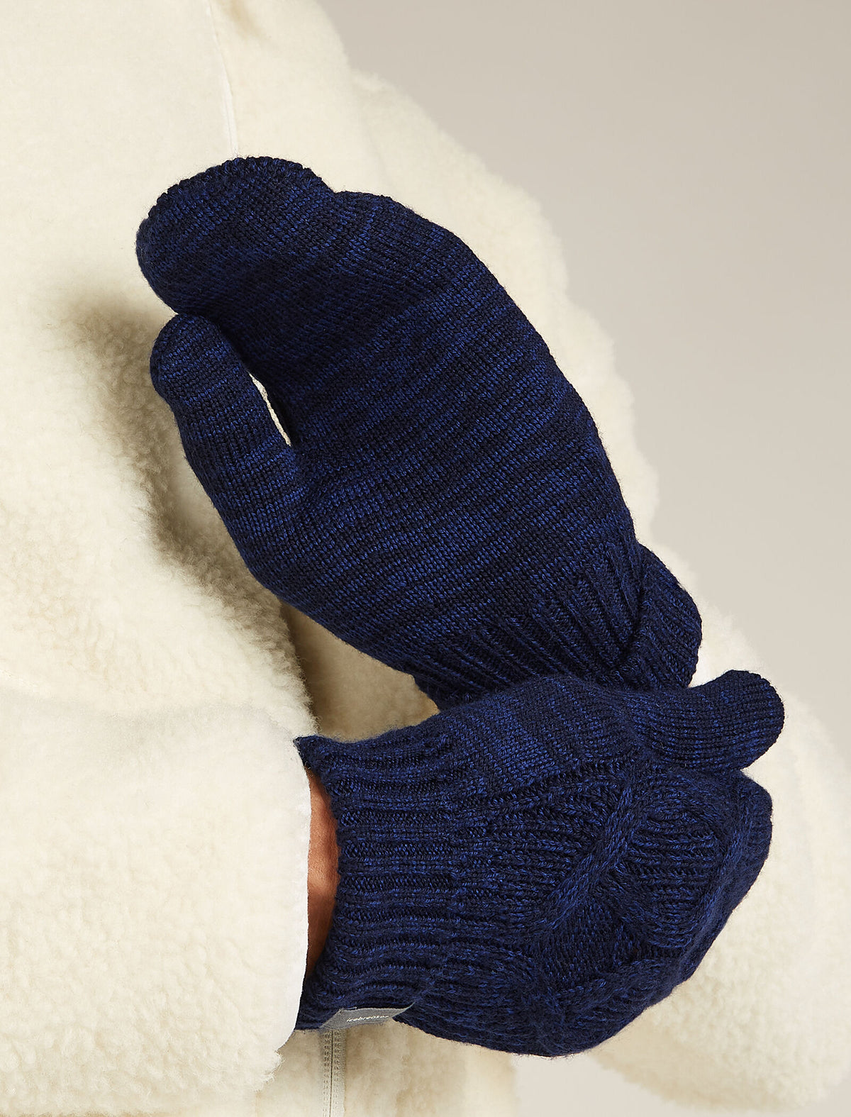 Unisex Merino Cable Knit Mittens Midnight Navy/Royal Navy - 5