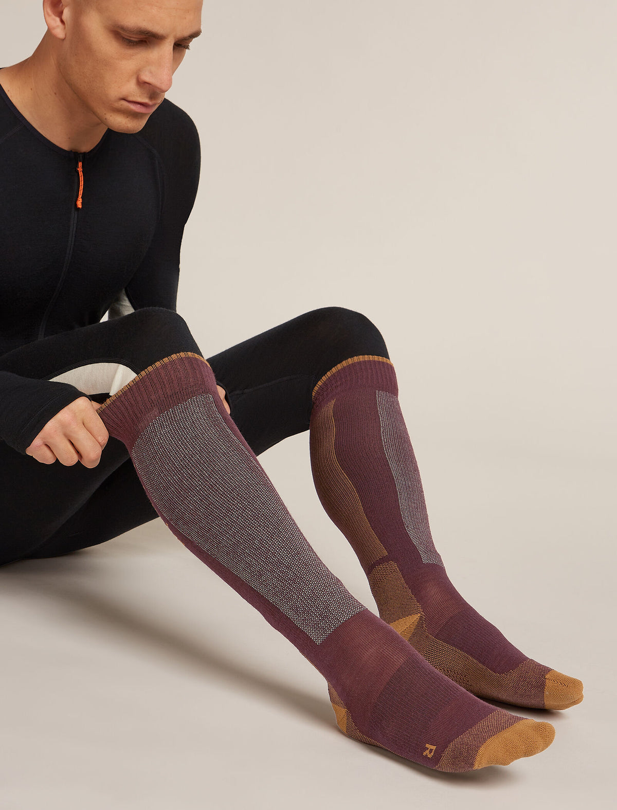 Men Ski+ Over the Calf Socks Java/Trail - 2