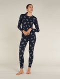 Women's Merino 260 Vertex Thermal Leggings Falling Flakes Midnight Navy/Snow - 3