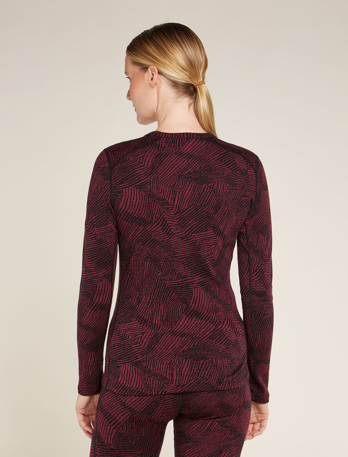 Women's Merino 260 Vertex Long Sleeve Crew Thermal Top Frozen Forms Black/Port - 2