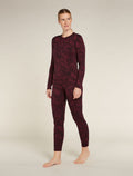 Women's Merino 260 Vertex Long Sleeve Crew Thermal Top Frozen Forms Black/Port - 3