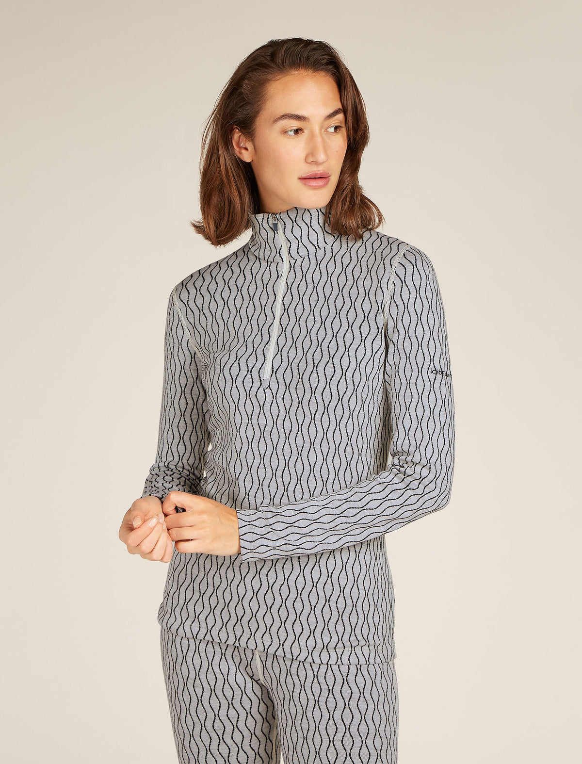 Women's Merino 260 Vertex Long Sleeve Half Zip Thermal Top On-Piste Snow/Black - 1