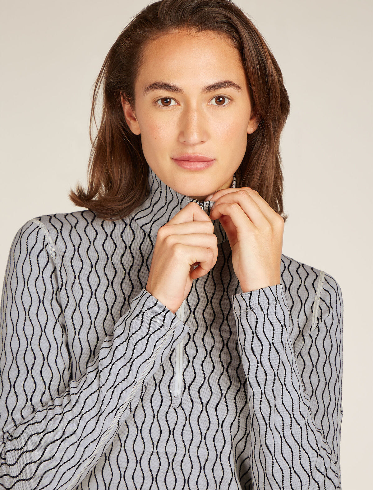 Women's Merino 260 Vertex Long Sleeve Half Zip Thermal Top On-Piste Snow/Black - 5