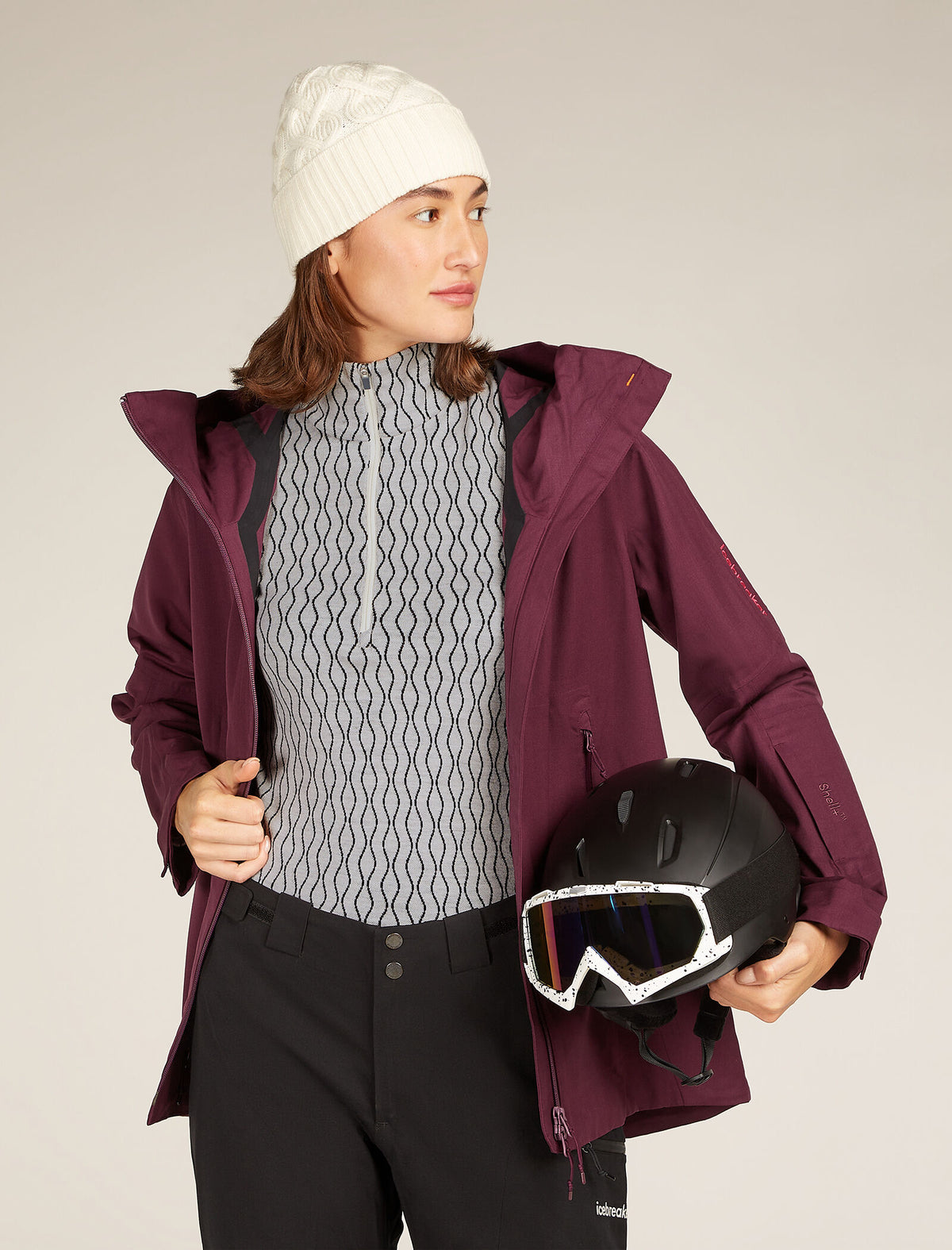 Women's Merino 260 Vertex Long Sleeve Half Zip Thermal Top On-Piste Snow/Black - 4