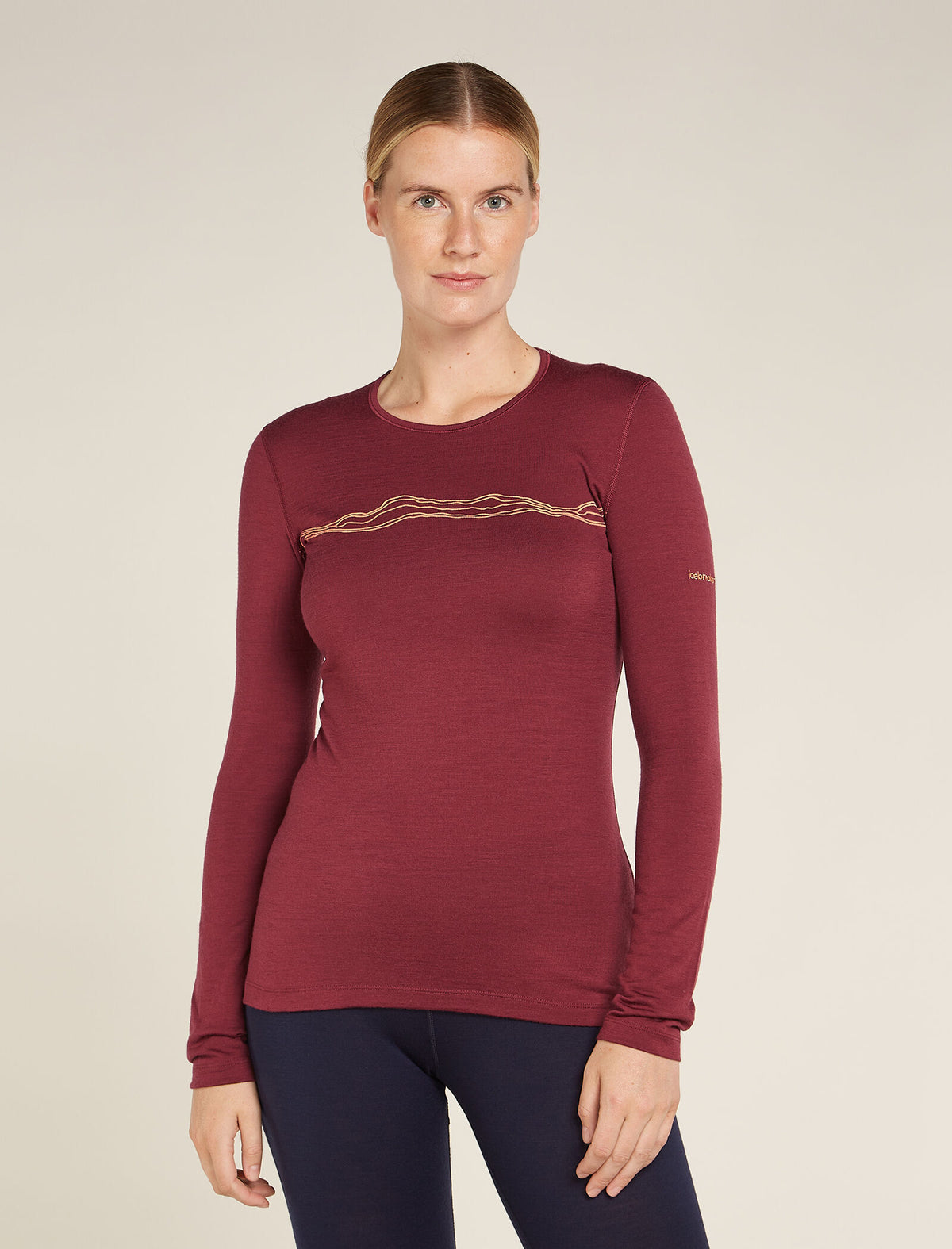 Women's Merino 200 Oasis Long Sleeve Crew Mountain Pulse Thermal Top Port - 1
