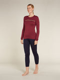 Women's Merino 200 Oasis Long Sleeve Crew Mountain Pulse Thermal Top Port - 3