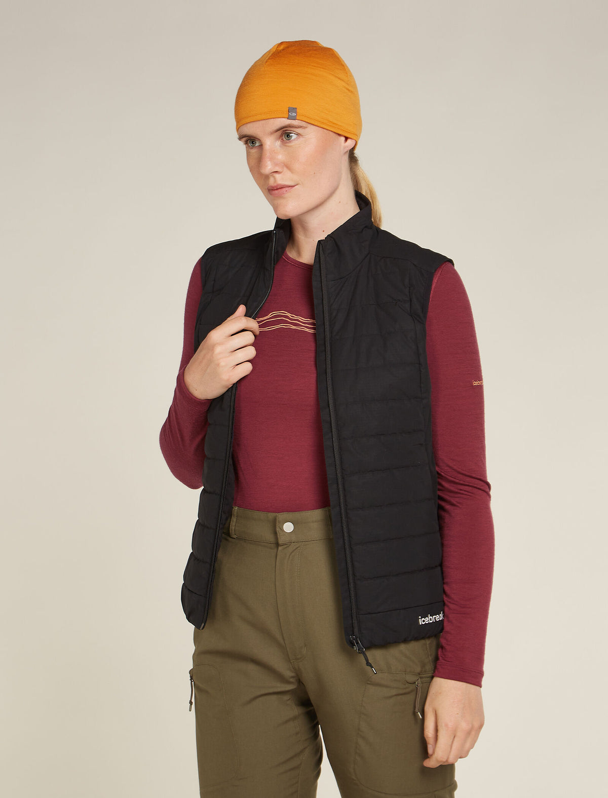 Women's Merino 200 Oasis Long Sleeve Crew Mountain Pulse Thermal Top Port - 4