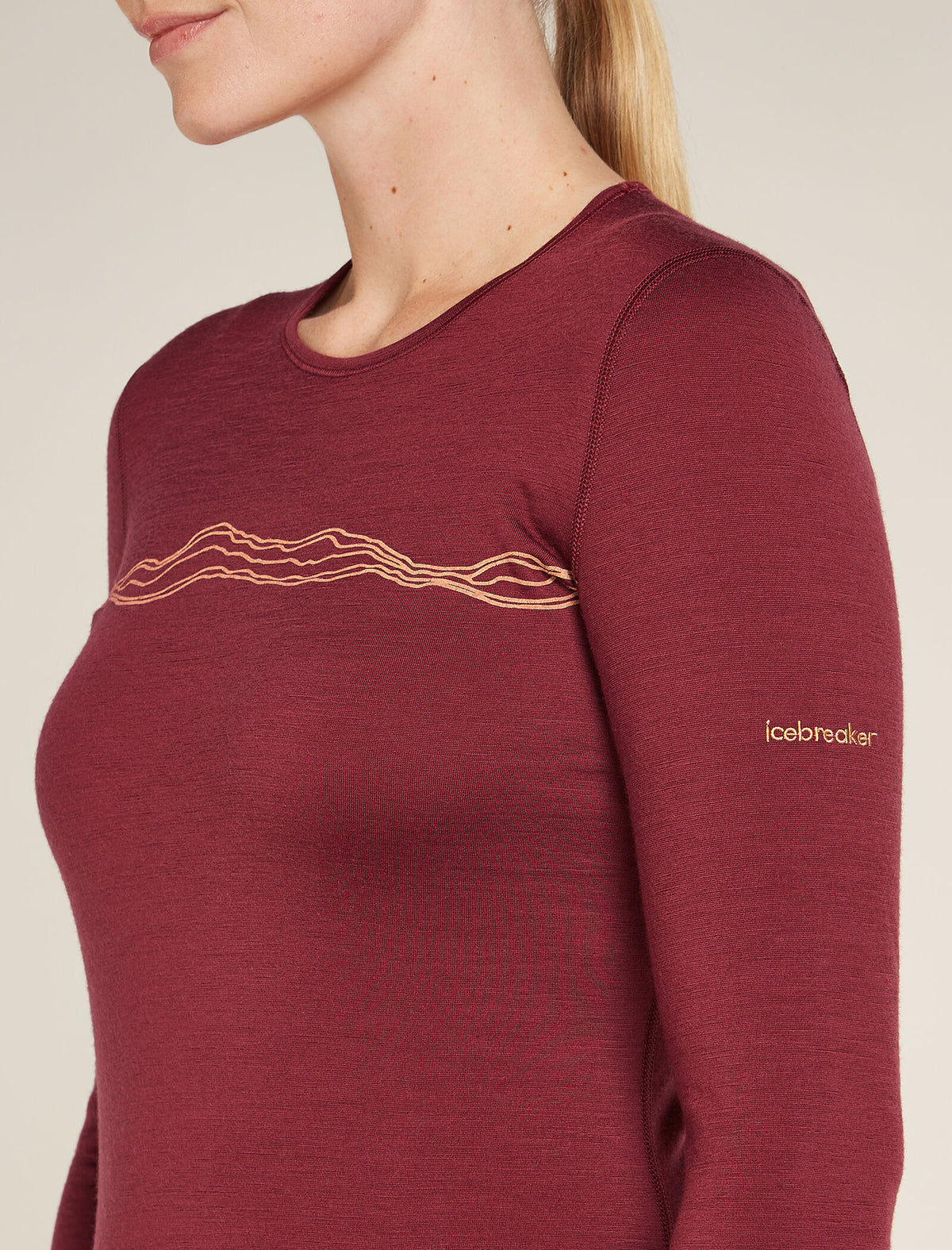 Women's Merino 200 Oasis Long Sleeve Crew Mountain Pulse Thermal Top Port - 5