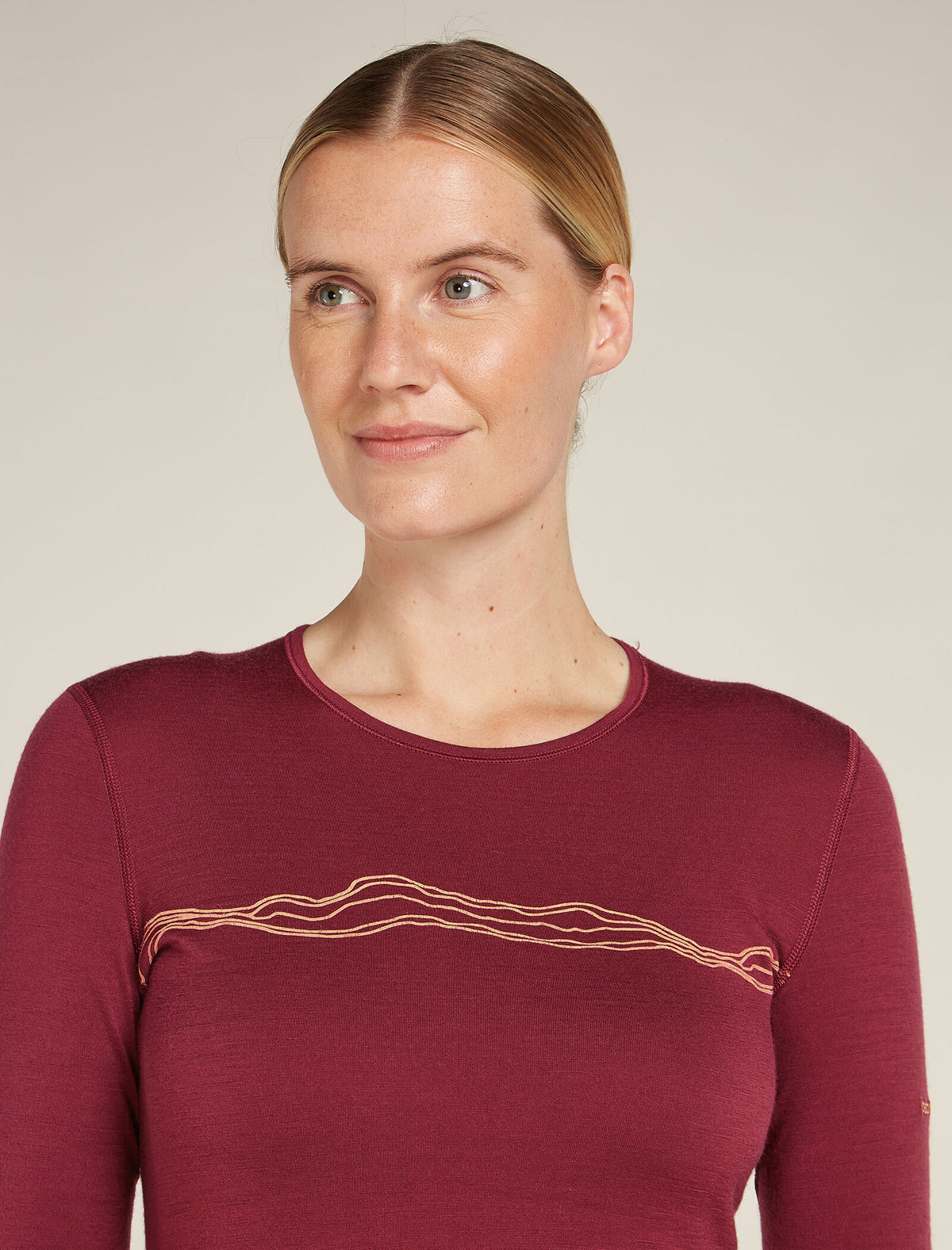 Women's Merino 200 Oasis Long Sleeve Crew Mountain Pulse Thermal Top Port - 6